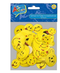 Figuras caritas surtidas  autoadhesivas. Goma eva 70 piezas