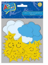 Figuras nubes y soles autoadhesivas. Goma eva 40 piezas
