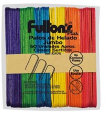 PALOS DE HELADO JUMBO DE COLORES. FULTONS