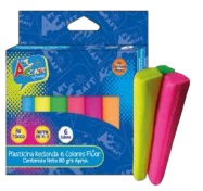 Plasticina  Fluor 6 colores, 80 grs aprox  redonda