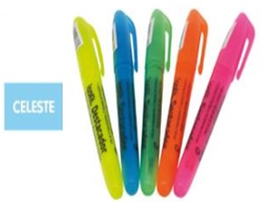DESTACADOR DE BOLSILLO CELESTE. ISOFIT