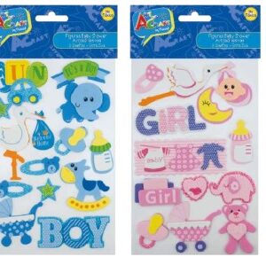 Figuras baby shower autoahdesivos, Goma eva 11 piezas diseños surtidos .