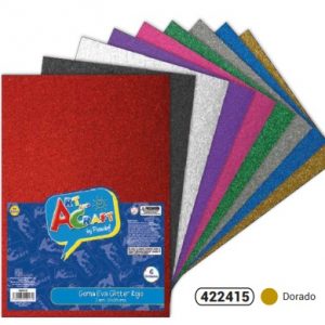 GOMA EVA GLITTER DORADO, 20X30 CM. X6 U. FULTONS