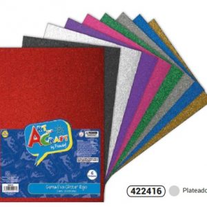 GOMA EVA GLITTER PLATEADO, 20X30 CM. X6 U. FULTONS