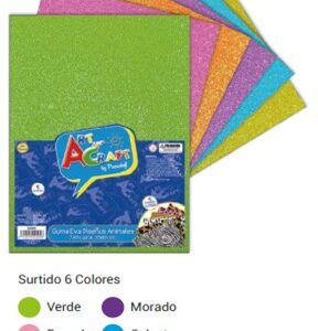 GOMA EVA GLITTER ADHESIVA COLORES SURTIDOS. FULTONS