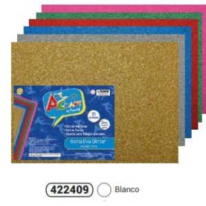 GOMA EVA GLITTER BLANCA,  40X60 CM. FULTONS