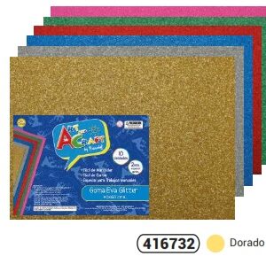GOMA EVA GLITTER DORADA,  40x60 CM. FULTONS