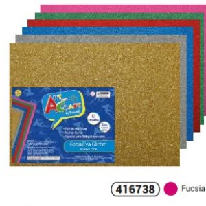 GOMA EVA GLITTER FUCSIA,  40X60 CM. FULTONS