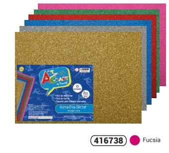 GOMA EVA GLITTER FUCSIA, 40X60 CM. FULTONS