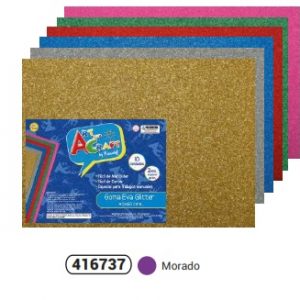 GOMA EVA GLITTER MORADA,  40X60 CM. FULTONS