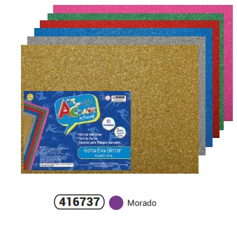 GOMA EVA GLITTER MORADA, 40X60 CM. FULTONS