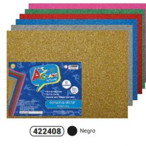 Goma Eva Glitter color negro  pliego 40 x 60 cms espesor 2mm.