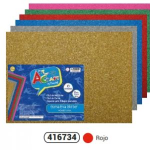 GOMA EVA GLITTER ROJA,  40x60 CM. FULTONS
