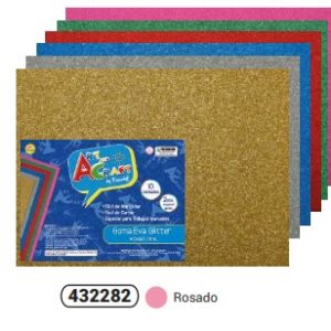 GOMA EVA GLITTER ROSA,  40X60 CM. FULTONS