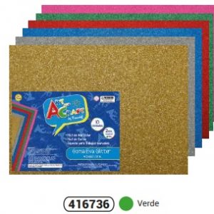 GOMA EVA GLITTER VERDE,  40x60 CM. FULTONS