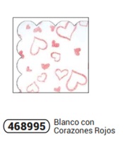 PAPEL ARROZ COLOR BLANCO CON DISEÑO DE CORAZONES ROJOS