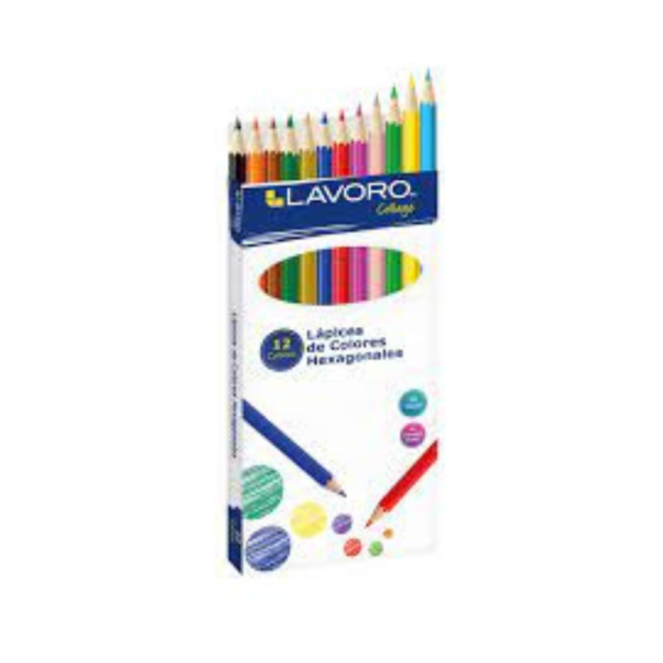 LÁPICES DE COLORES HEX. LARGOS. LAVORO
